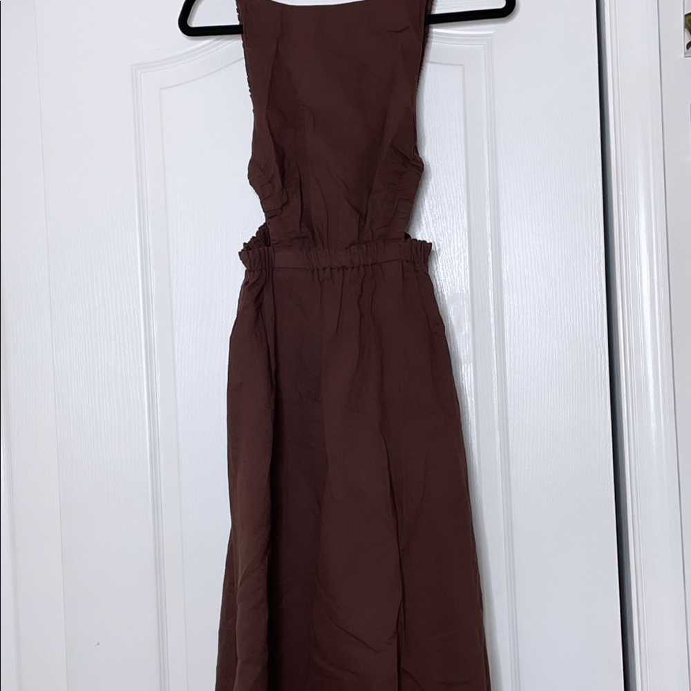 Long linen brown dress